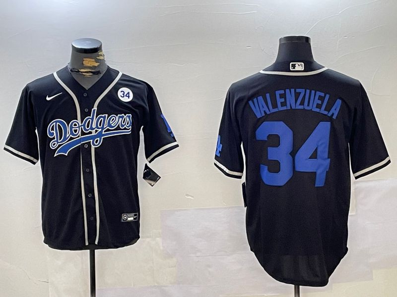 Men Los Angeles Dodgers #34 Valenzuela Black Game 2024 Nike MLB Jersey style 11207